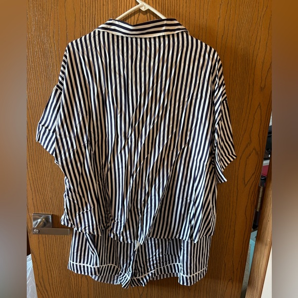 U.S. Polo Assn. Navy and White Striped Women’s Plus Pajama Sleep Lounge Set - Picture 6 of 11